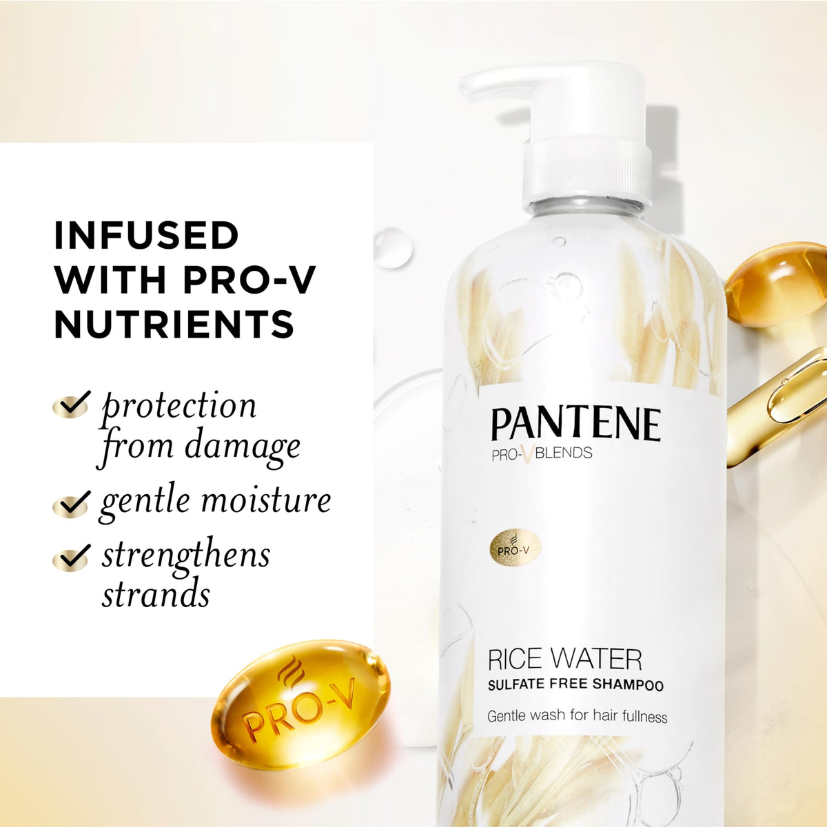 Pantene pump dispensing shampoo into hand for easy everyday use benefit