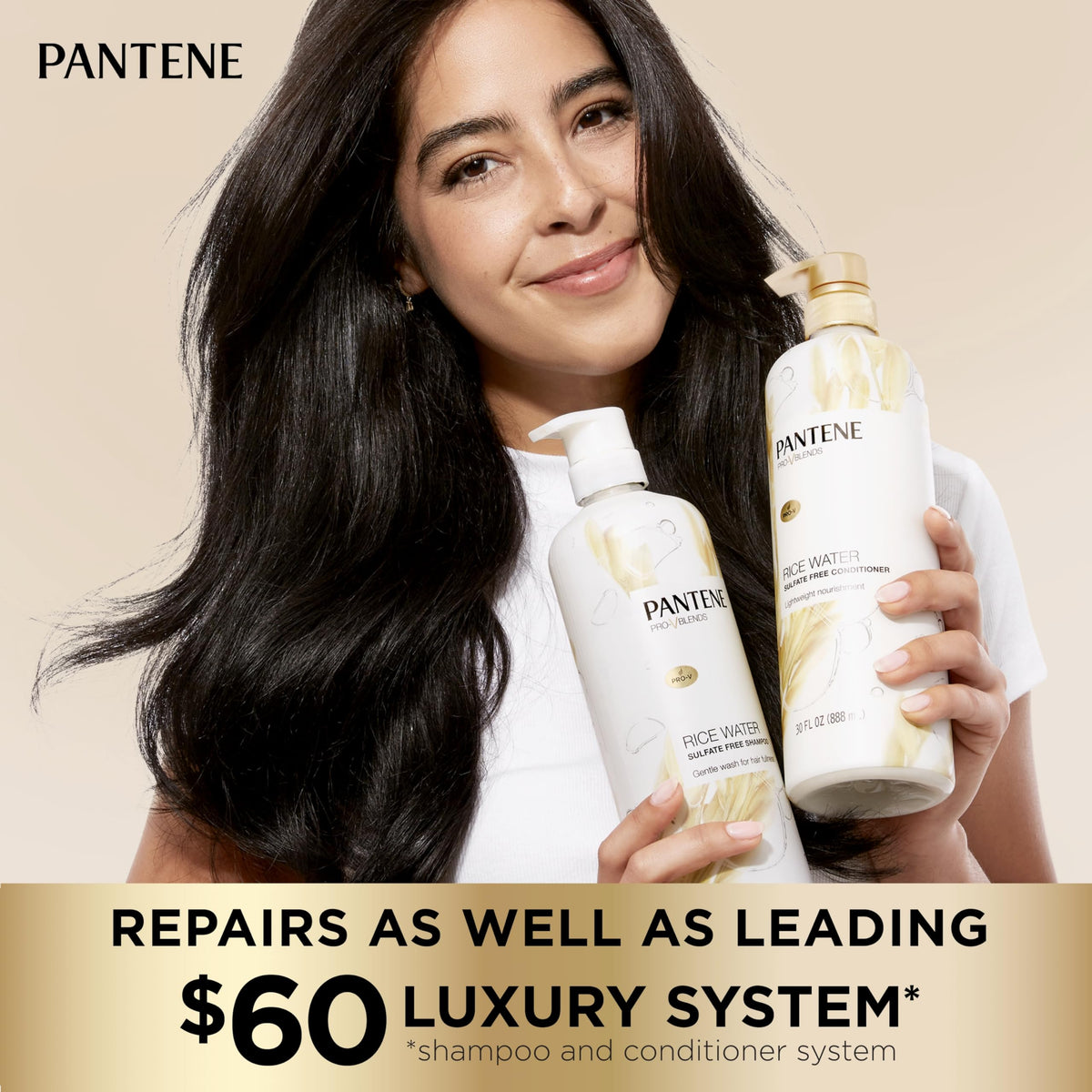 Pantene shampoo lather texture demonstrating gentle, sulfate-free cleanse