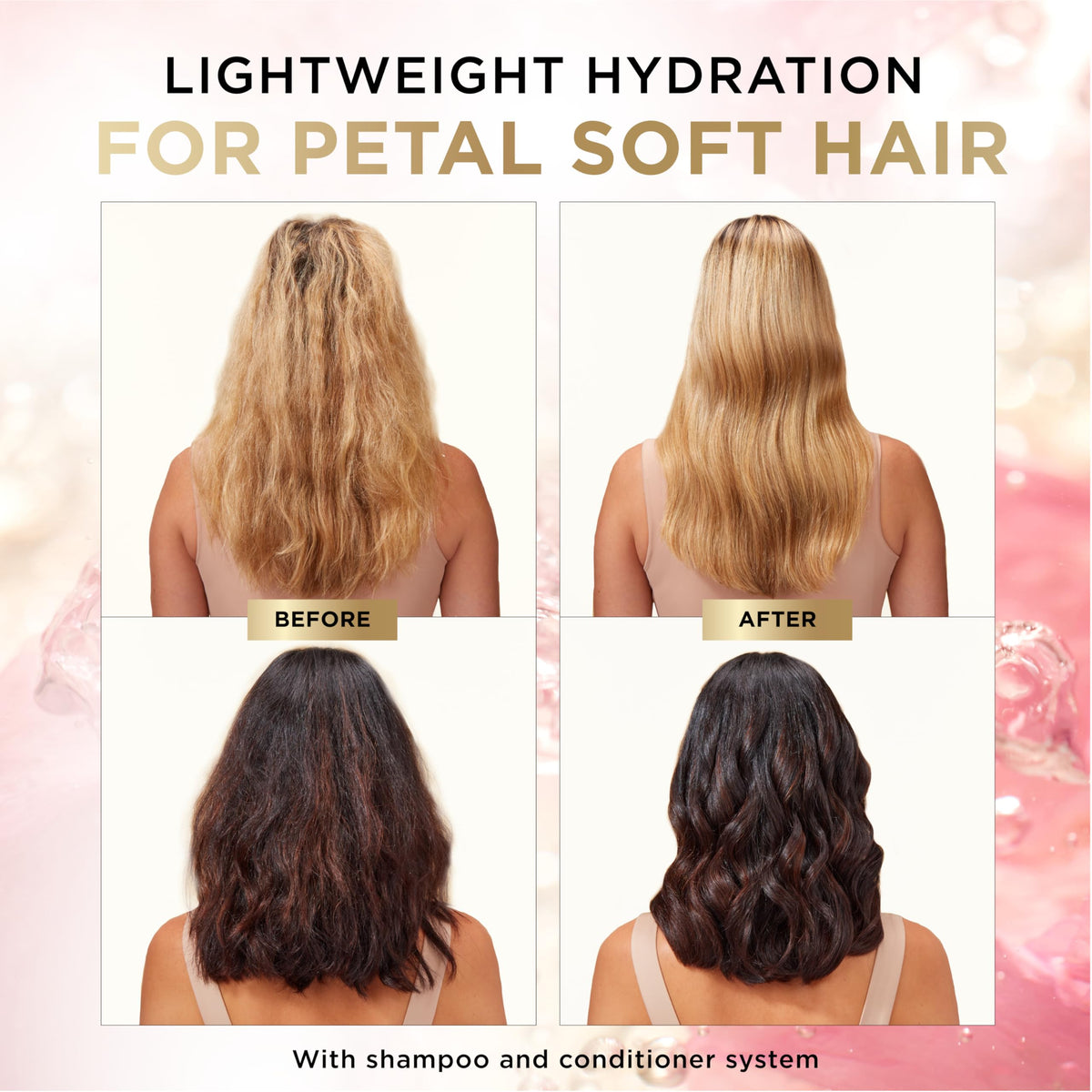 Pantene rose water ingredient detail highlighting natural floral infusion