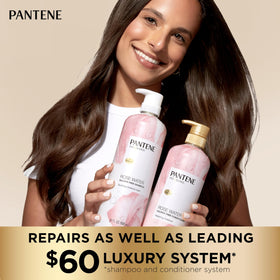 Close-up of Pantene shampoo lather demonstrating gentle foam and cleansing power