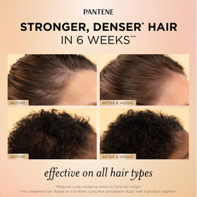 Pantene serum applied to scalp in sections for targeted root treatment