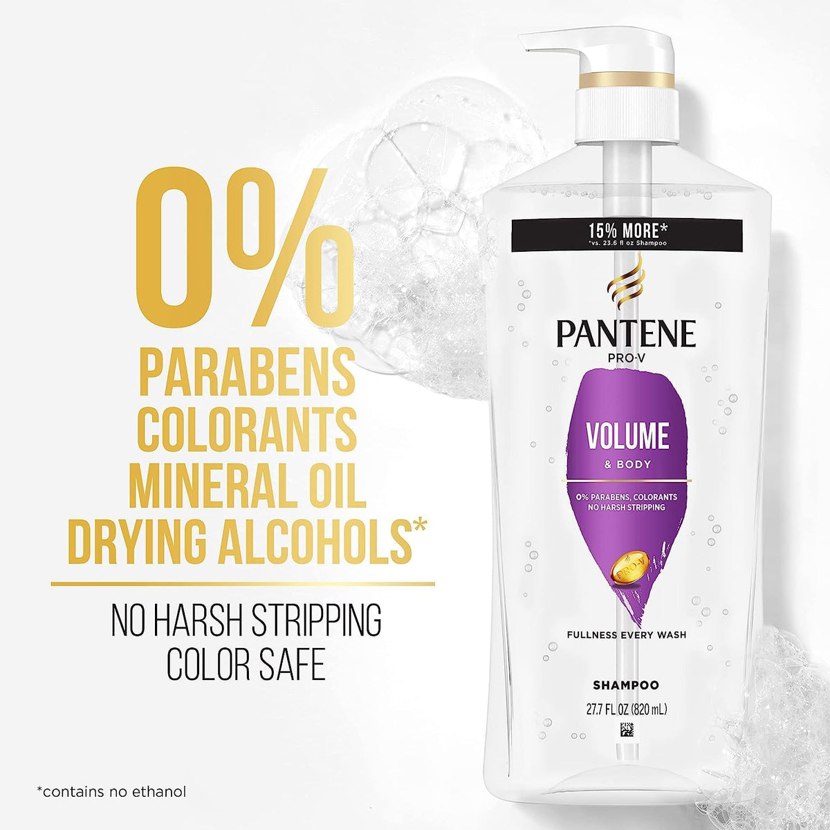 Pantene shampoo bottle close-up label highlighting gentle cleansing benefit