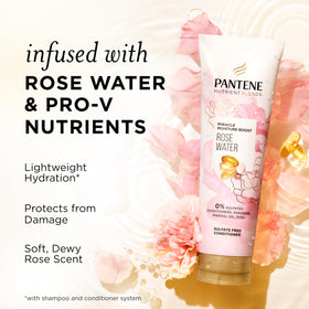 Pantene shampoo pump closeup illustrating easy dispensing and control