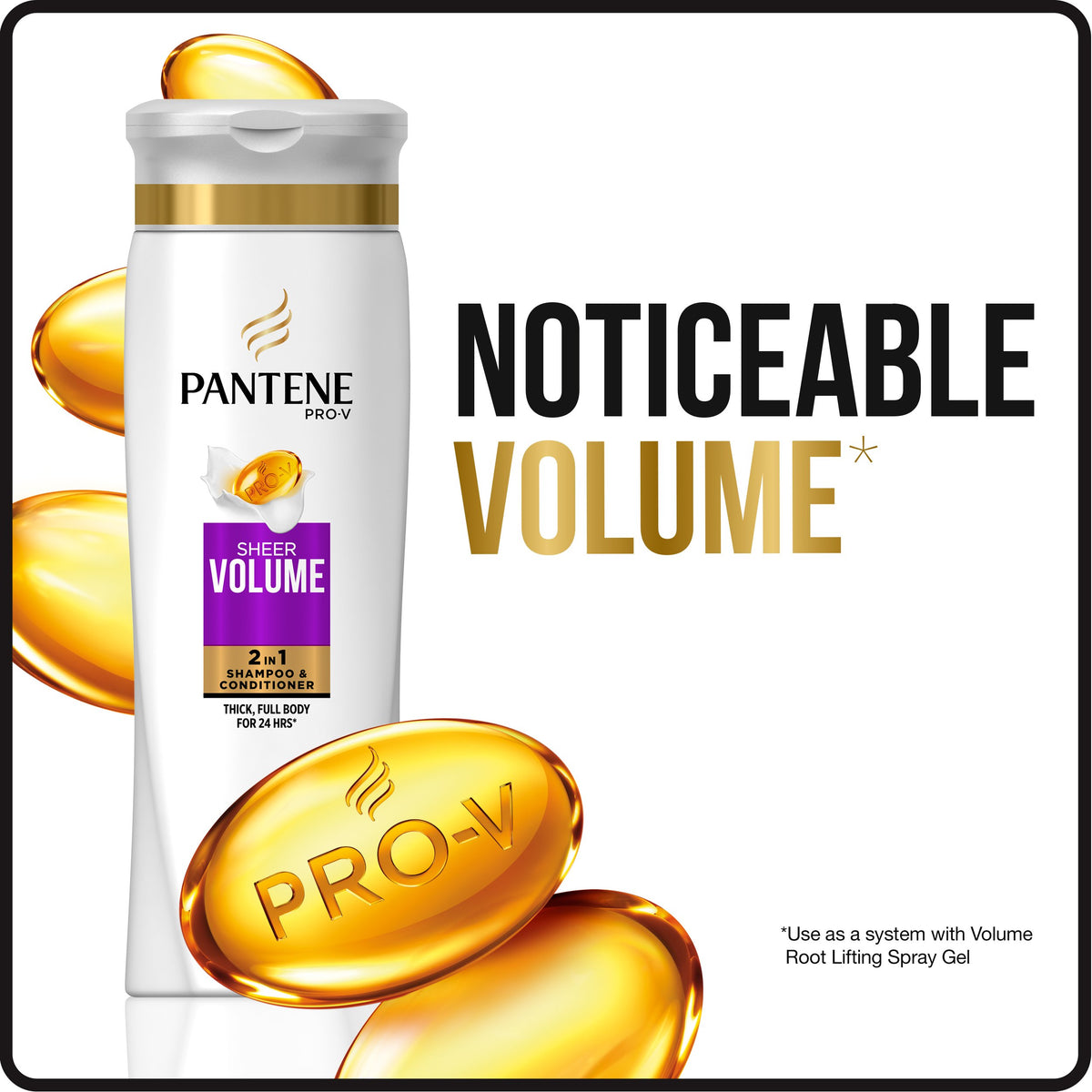 Pantene size comparison bottle beside common toiletry to show 20.1 fl oz capacity