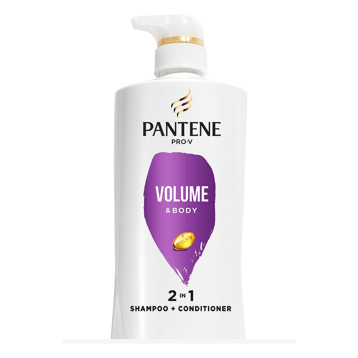 Pantene front pump bottle showing product and size for easy dispensing benefit