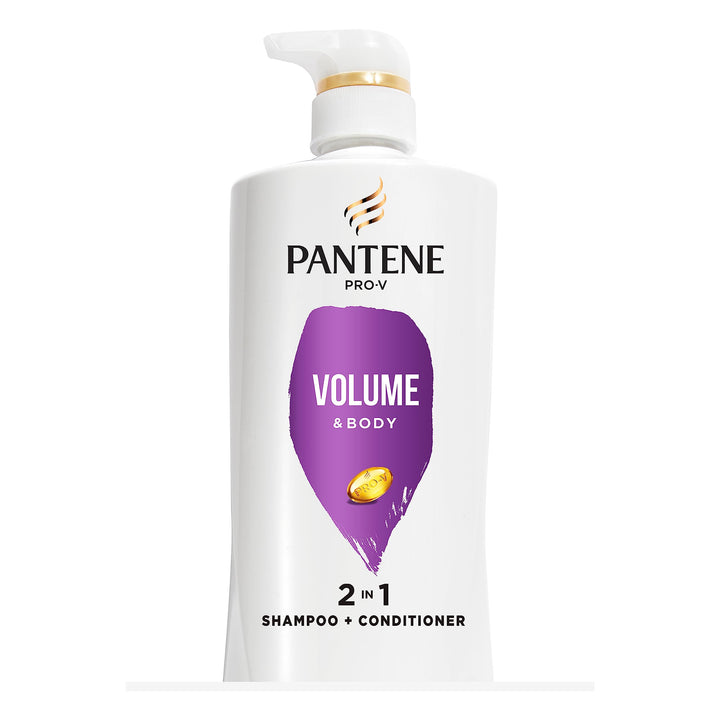 Pantene front pump bottle showing product and size for easy dispensing benefit