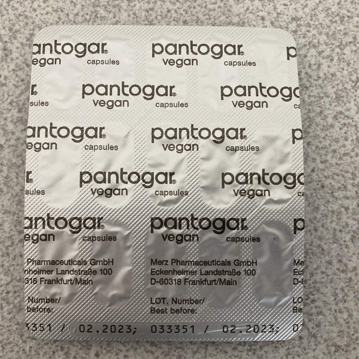 Pantogar box open with blister pack showing convenient dosing benefit