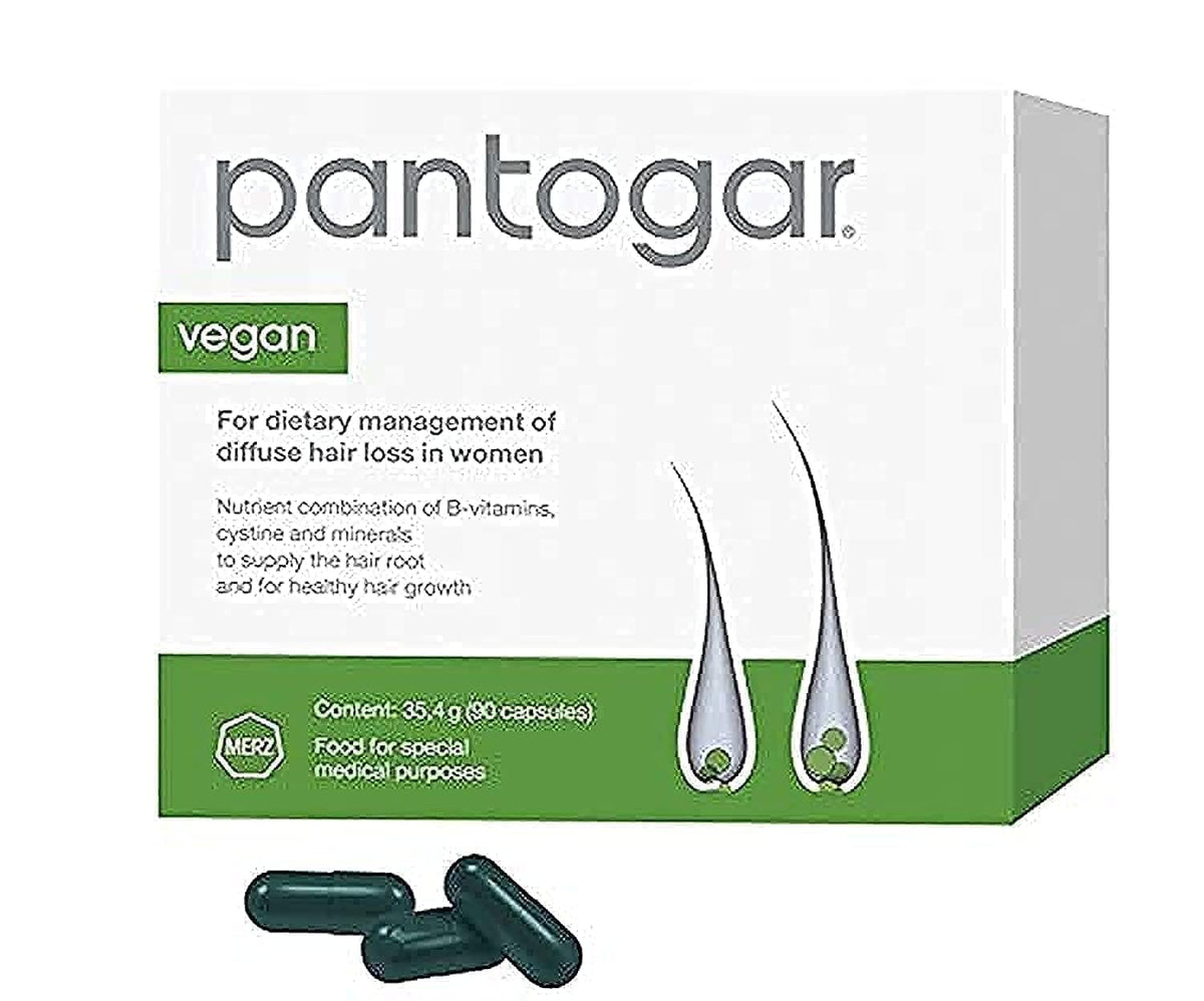 Pantogar front packaging showing brand and product benefits for hair