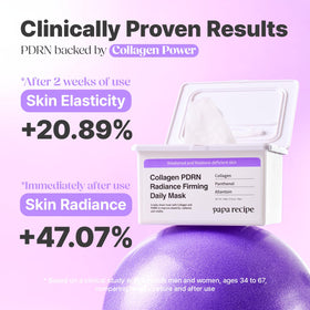 Papa Recipe woman applying mask demonstrating easy daily use for firmer-looking skin