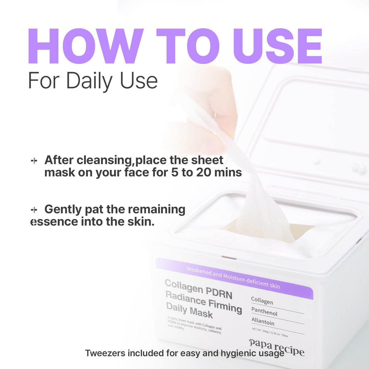 Papa Recipe pack next to ruler showing scale and 30-mask supply for monthly routines