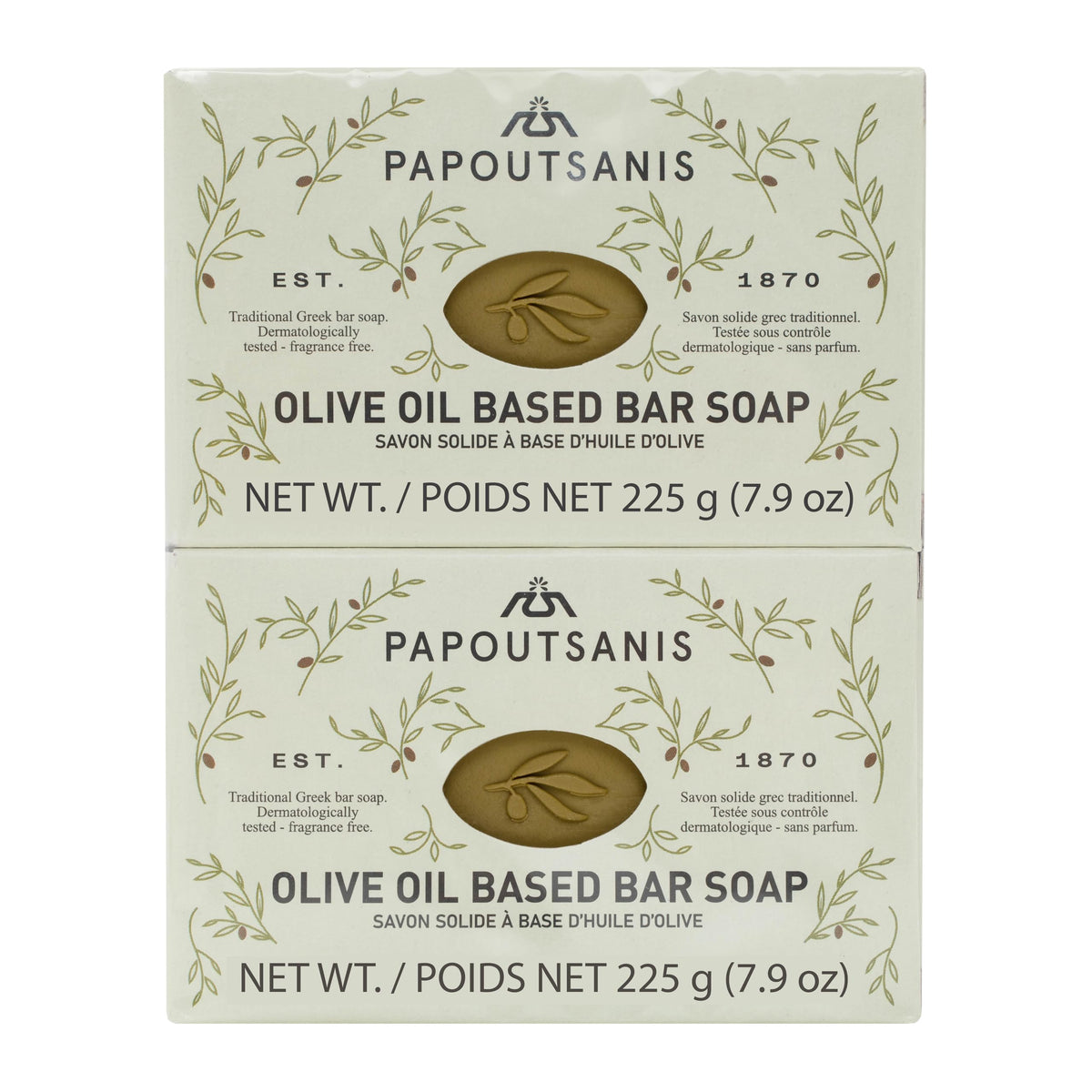 Papoutsanis front packaging showing four bars and long-lasting supply benefit