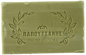 Papoutsanis bars in bathroom setting on soap dish illustrating easy daily use and value