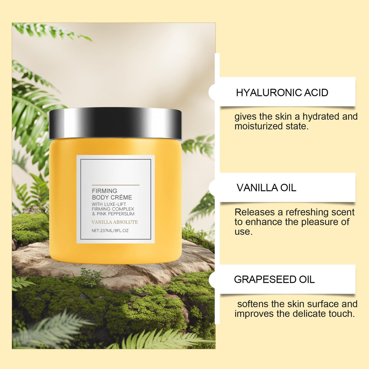 PAQIMAN cream applied to arm demonstrating smooth absorption and firmness benefit