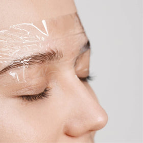 PARALLEL PRODUCTS film in use during brow lamination demonstrating secure coverage