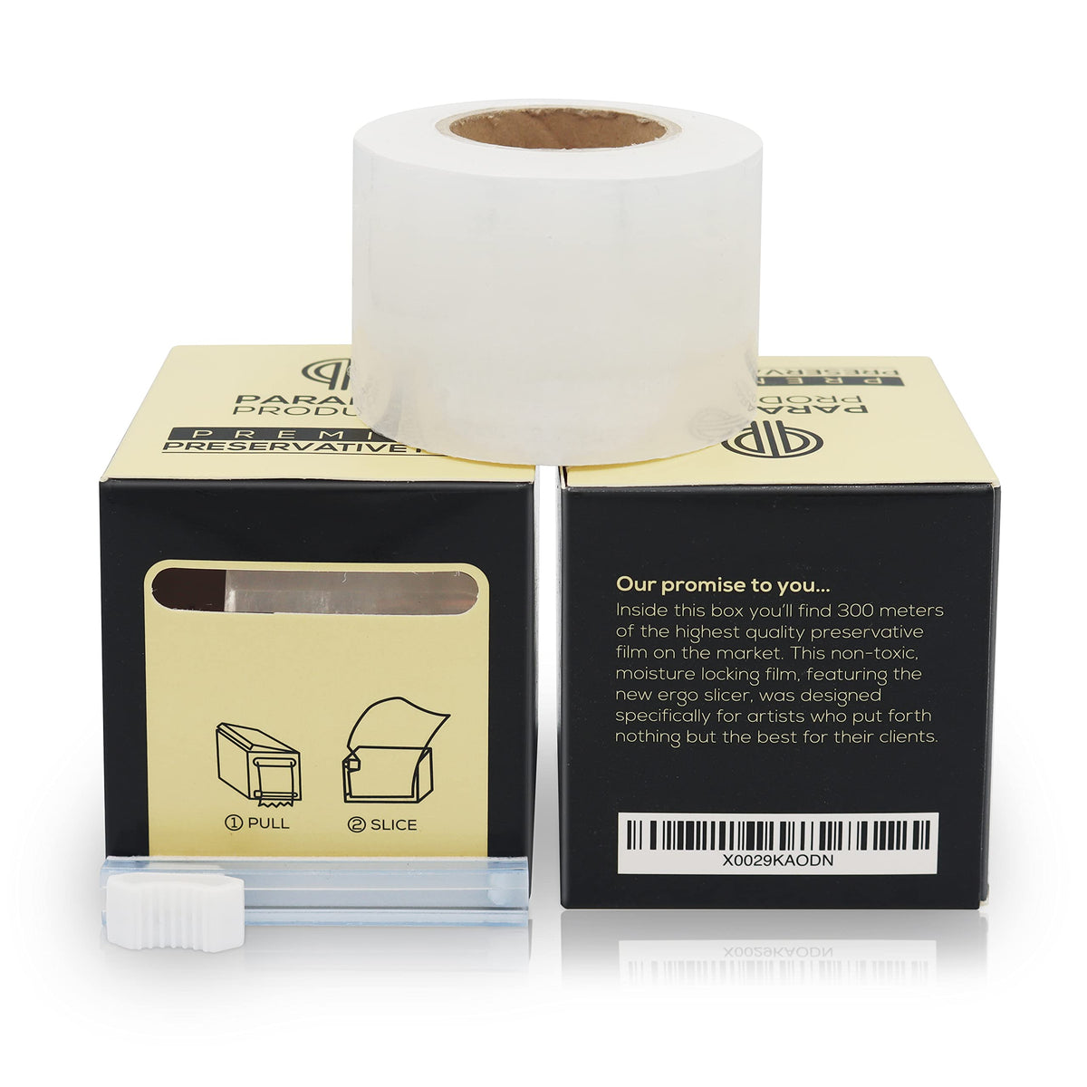 PARALLEL PRODUCTS roll beside ruler for scale showing long 300m length benefit