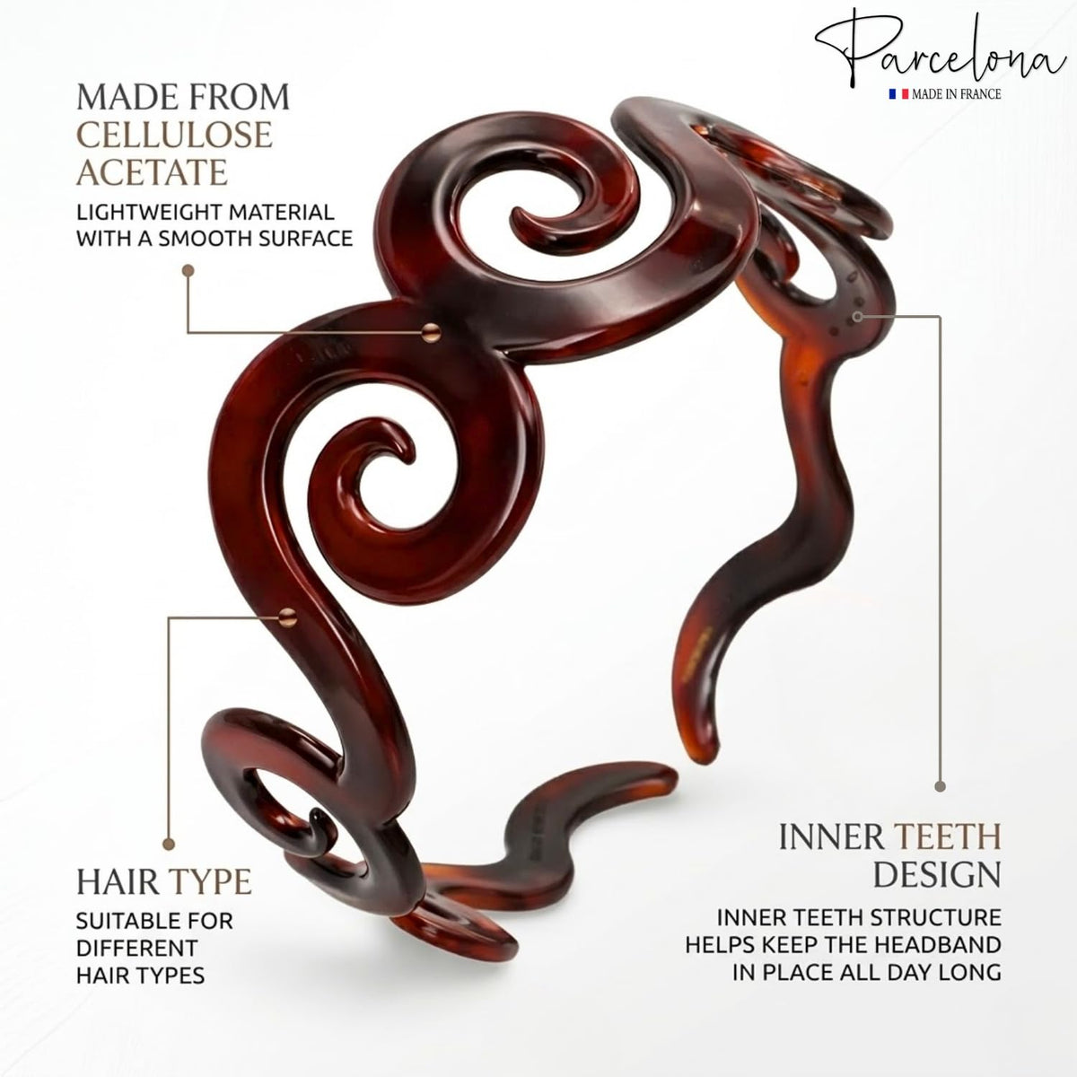 Parcelona headband worn by model styling hair for everyday elegant look