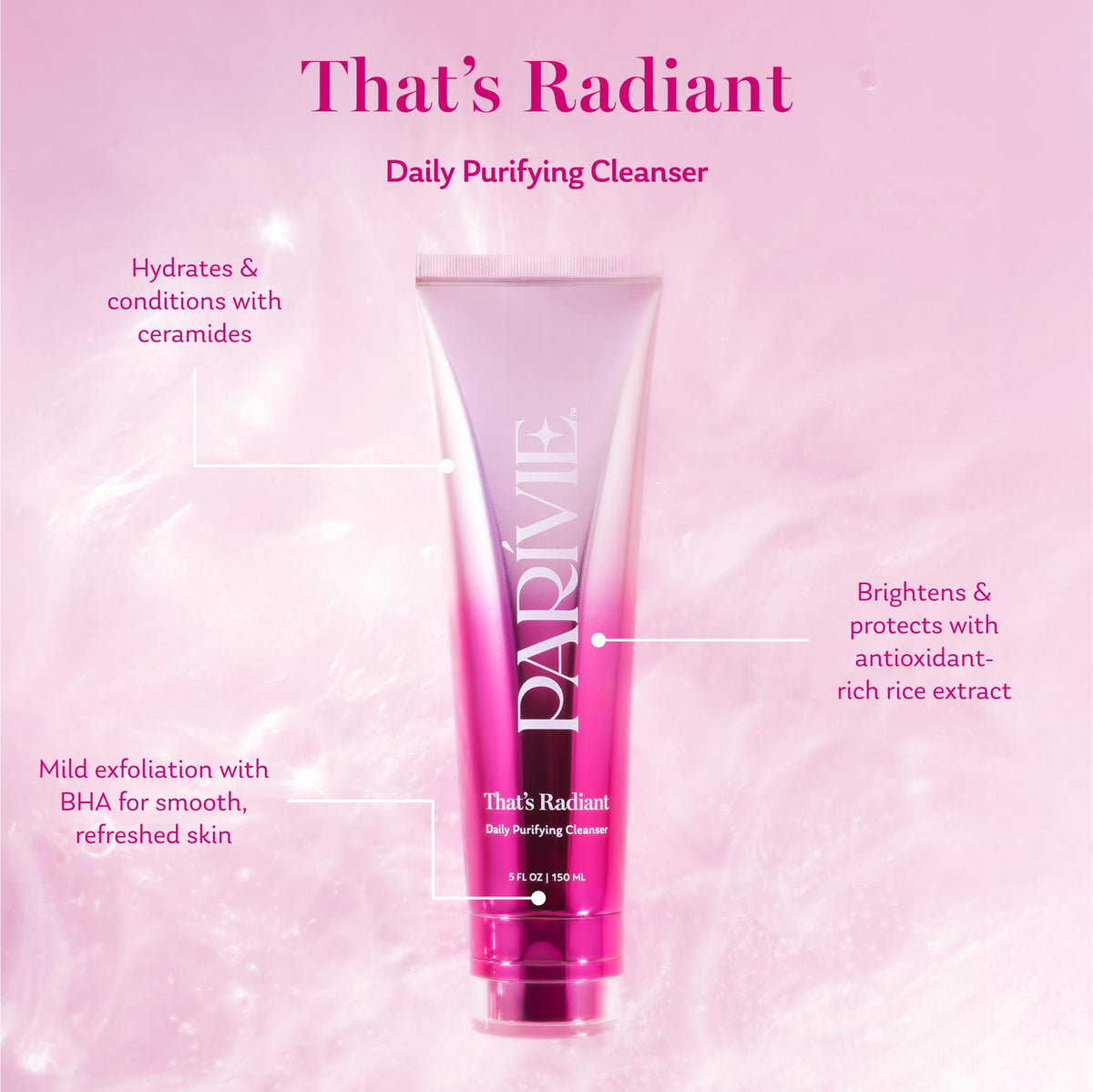Parívie cream lather detail displaying smooth foam that rinses clean and moisturizes