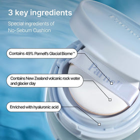 Parnell applying cushion to skin showing immediate matte control benefit