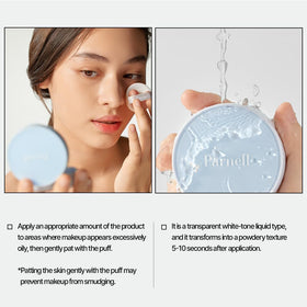 Parnell compact in a handbag on vanity showing everyday refresh benefit