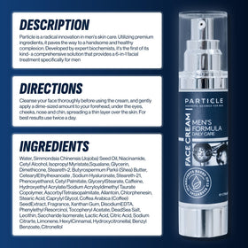 Particle cream spread on skin demonstrating hydration and non-greasy finish