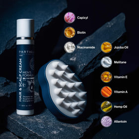 Particle cream texture close-up displaying smooth lightweight formula benefit