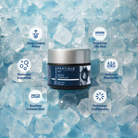 Particle texture close-up of smooth clay mask showing easy application benefit
