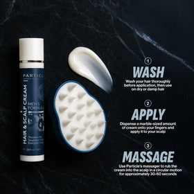 Particle massager in hand during application for precise, mess-free spreading