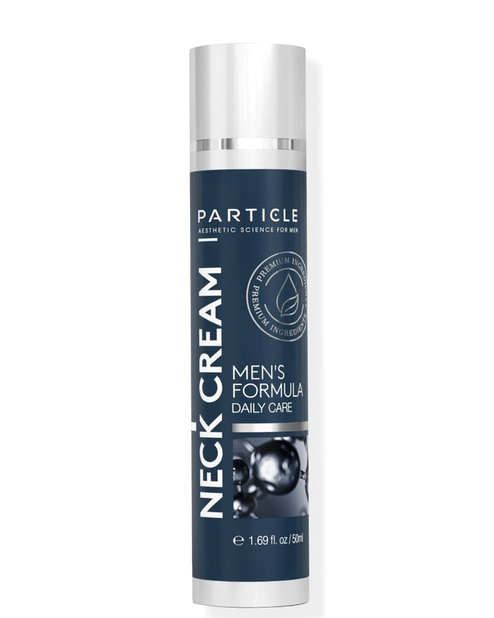 Particle neck cream front tube showing compact travel-friendly packaging