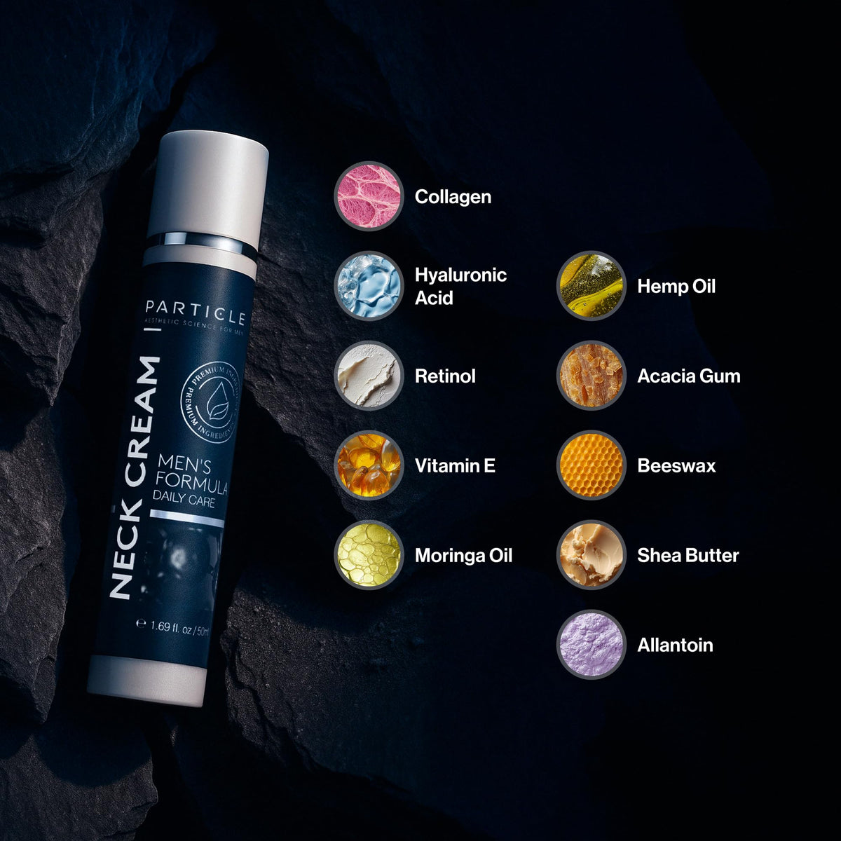 Particle ingredients display with key actives for visible conditioning benefit