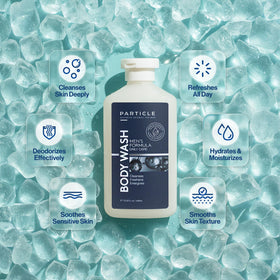 Particle pour texture close-up foamy lather demonstrating hydrating spread