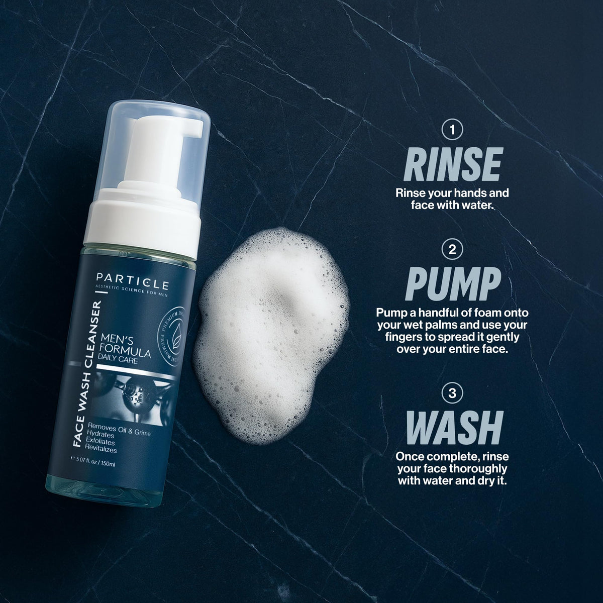 Particle product label close-up showing ingredients list and clarity