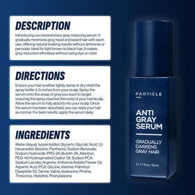 Particle serum on bathroom shelf in grooming routine lifestyle implying daily use benefits