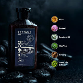 Particle lather texture close-up showing rich foam and coverage