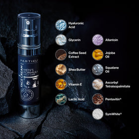 Particle cream texture close-up showing smooth finish and quick absorption