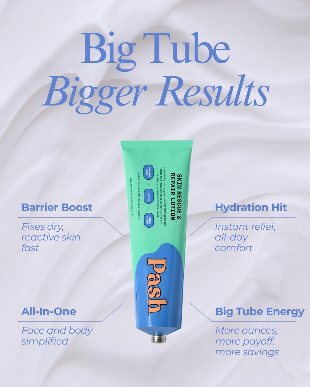 Pash Skin Protection rubbed into hands demonstrating quick hydration and non-greasy finish