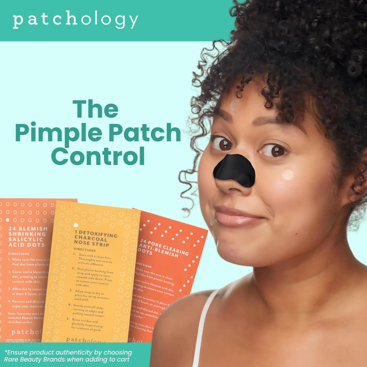 Patchology charcoal nose strip close-up removing blackheads effectively