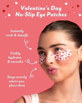 Patchology application on model under eyes demonstrating no-slip comfort benefit