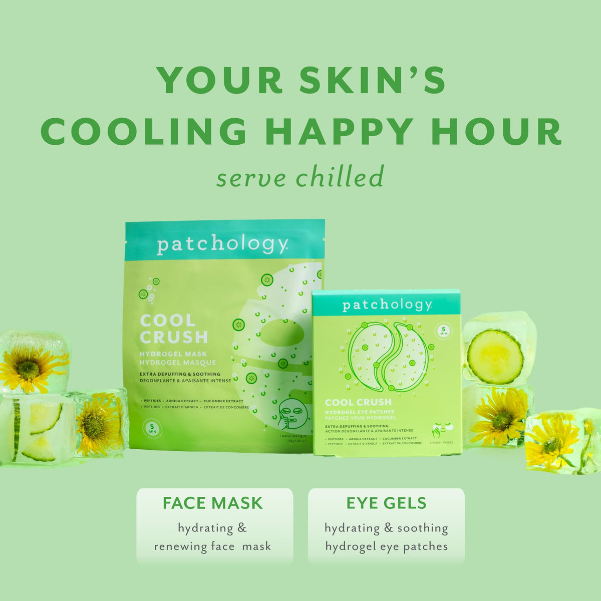 Patchology patches chilled in refrigerator for instant cooling