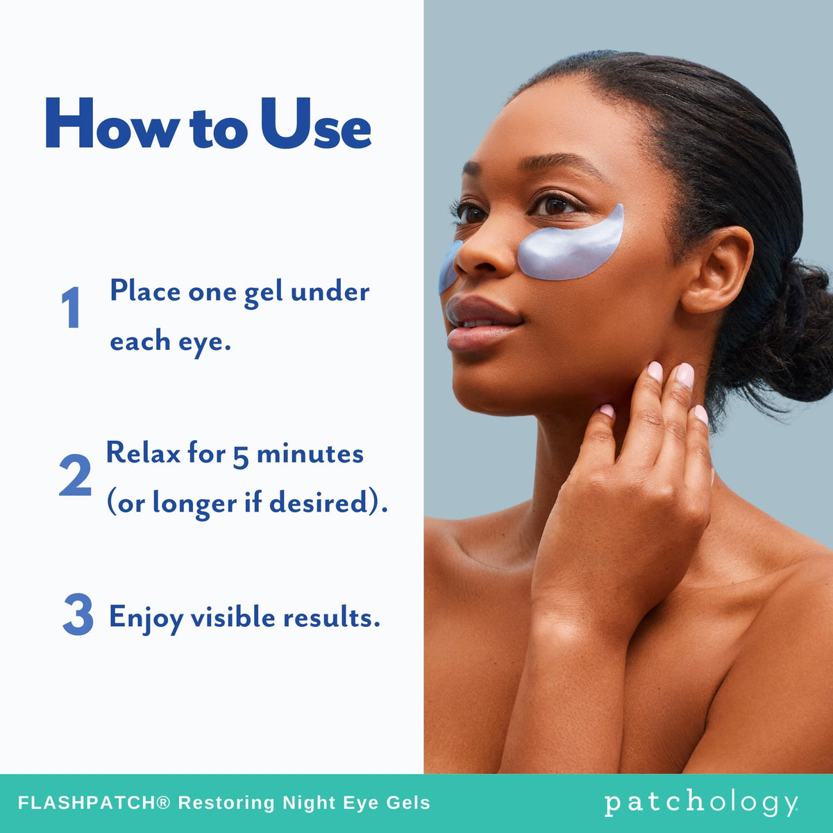 Patchology on nightstand with skincare items illustrating bedtime ritual