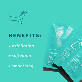 Patchology before and after feet comparison showing smoother, softer results