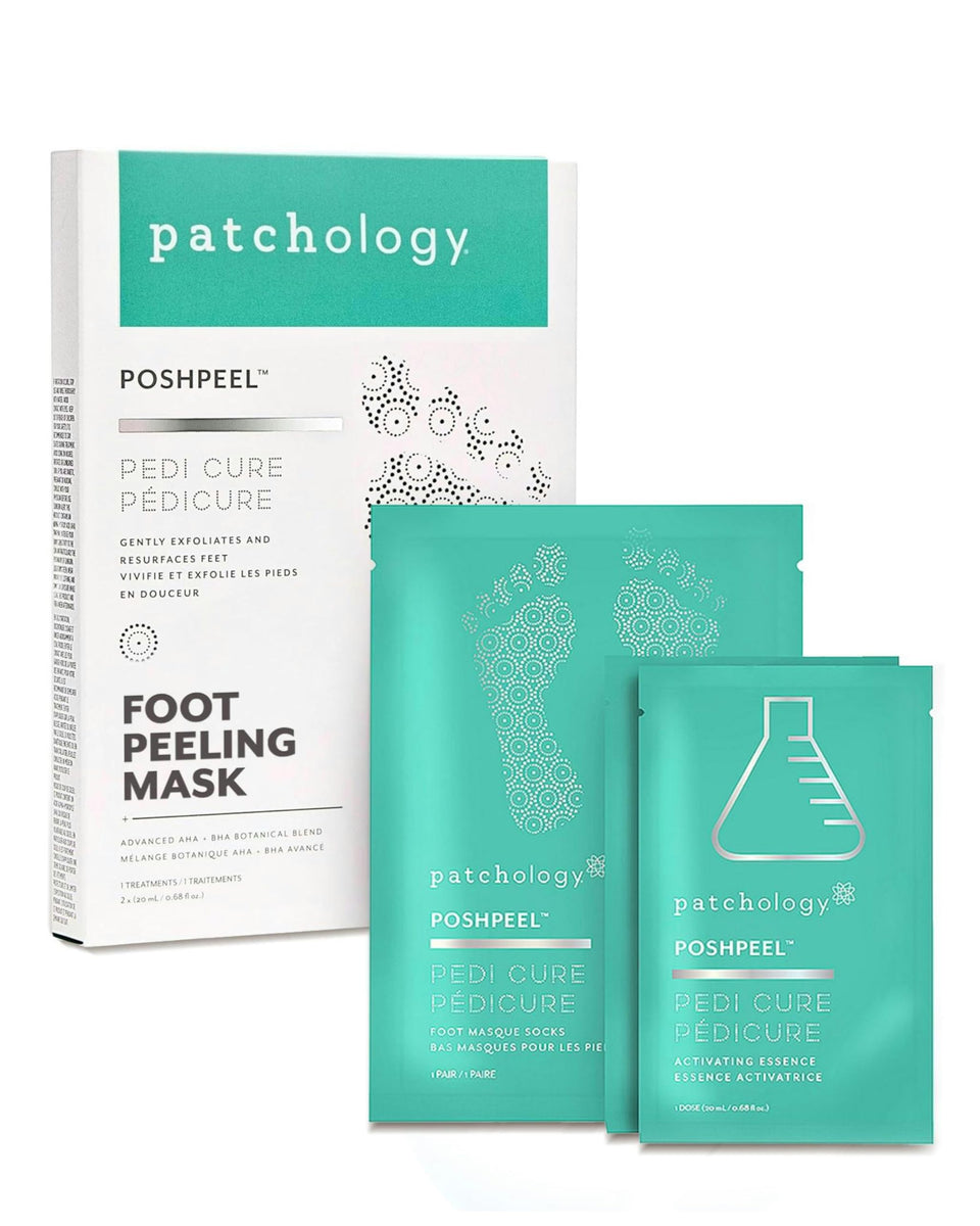 Patchology product front packaging showing the pedicure booties and benefits