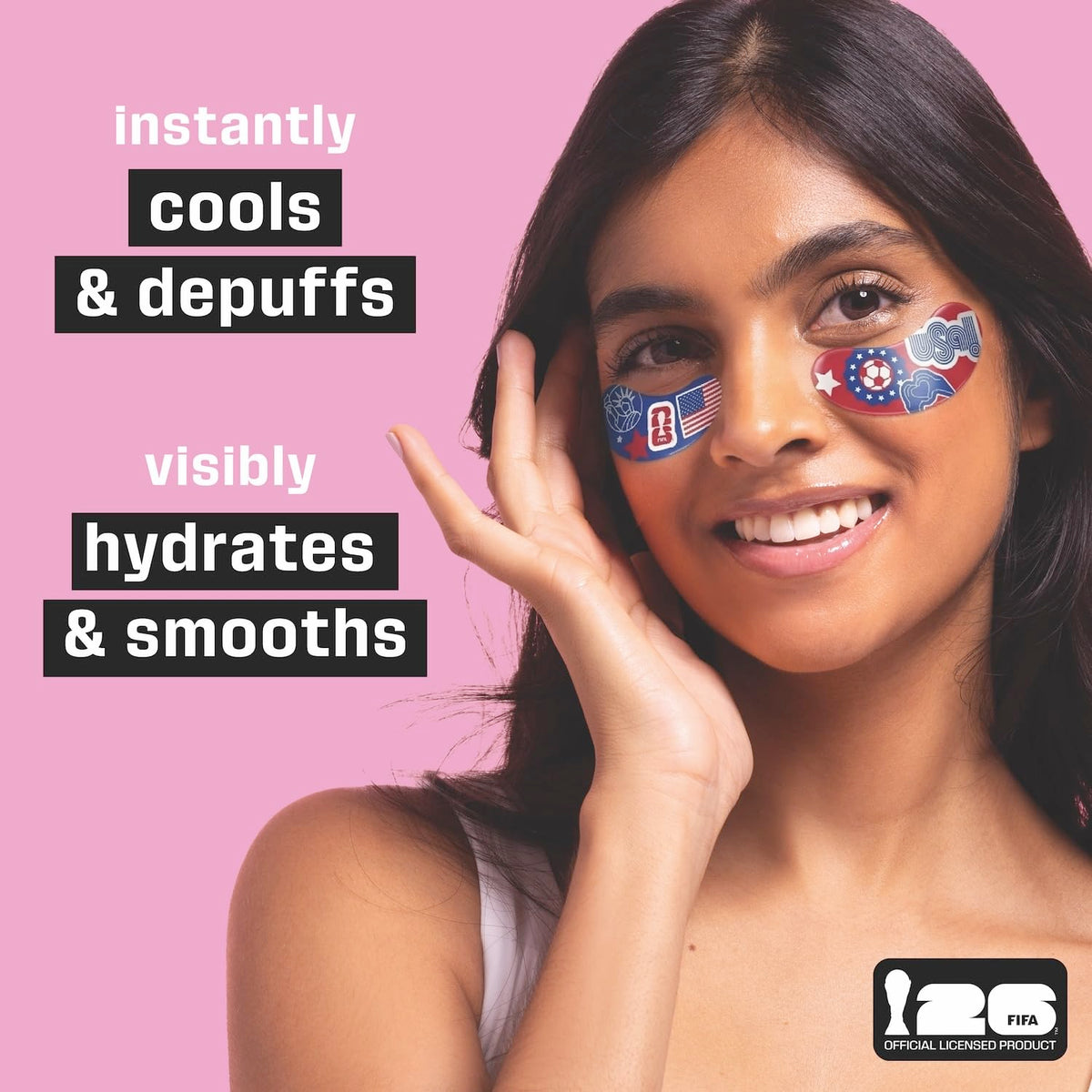 Patchology patches applied on under-eye demonstrating immediate refreshed look