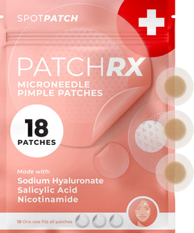 PatchRx front packaging showing 18-pack and product benefits for discreet protection