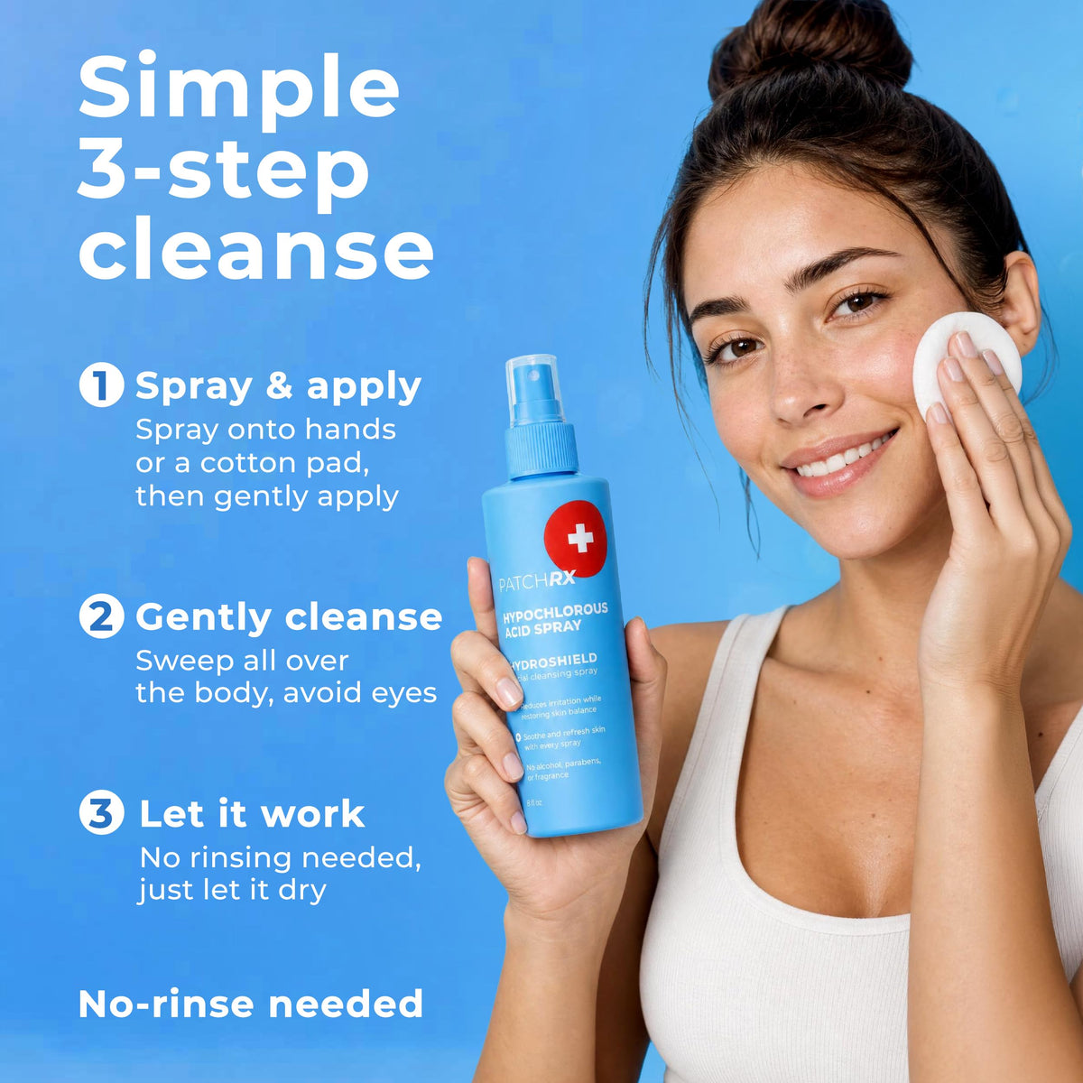 PatchRx bottle held in hand illustrating 8oz travel-friendly size benefit