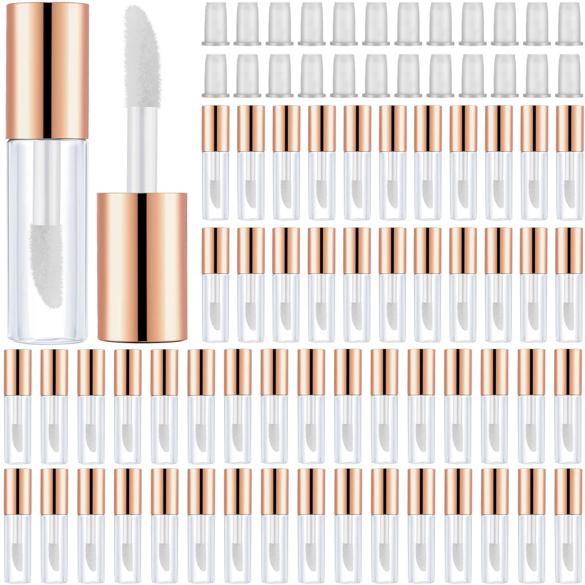 Patelai front view of 100 clear mini tubes showing packaging and compact storage benefit
