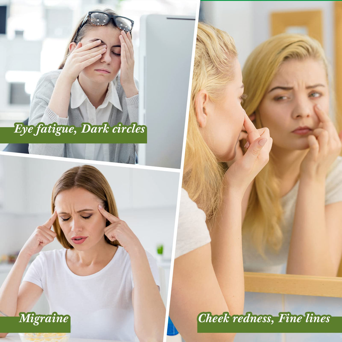 Patelai jade mask worn by model demonstrating relaxing cooling effect