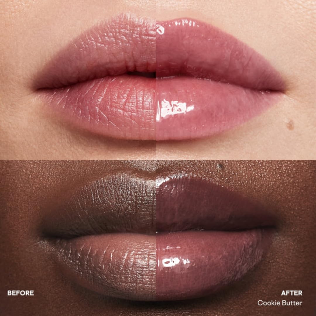 PATRICK TA balm applied on lips, demonstrates warm nude tint and hydration