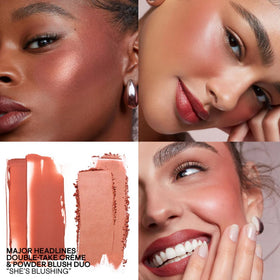 PATRICK TA duo applied on model cheeks demonstrating buildable color and natural finish