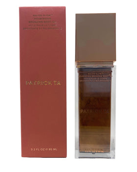 Patrick Ta front bottle showing golden bronzing body oil and easy application benefit