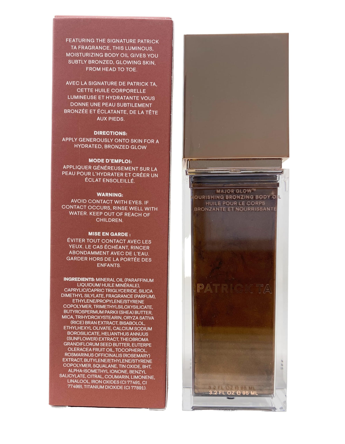 Patrick Ta pouring oil texture close-up highlighting quick absorption and moisturizing benefit